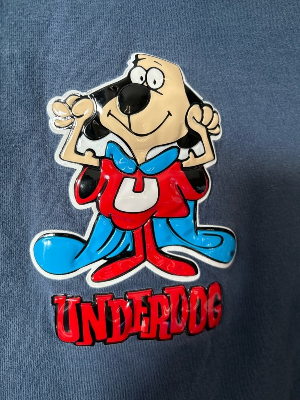 Vintage 90’s Vinyl Embossed Puff Print Underdog Slate Blue T-Shirt Men’s XL - Picture 3 of 5